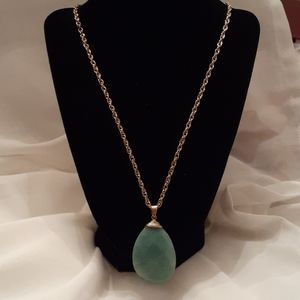 Genuine Large Jade Stone Pendant & Necklace